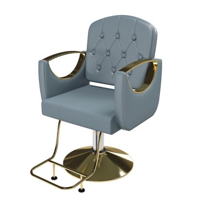 Hydraulic Salon Chair 360° Swivel - Professional Barber Stylist Chair with Pump, Non-Tilting Hairdressing Chair for Salon Tattoo Spa, Blue Gold Stylist Equipment (Single Pack)